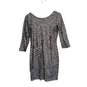 Alberto Makali Gray Sequin Party Cocktail Wedding Guest New Years Dress Sz 12